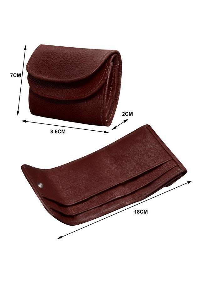 ABYS محفظة نسائية صغيرة من الجلد الطبيعي بني داكن من ABYS، حقيبة سيدات، حامل نقود، محفظة عملات - Image 2