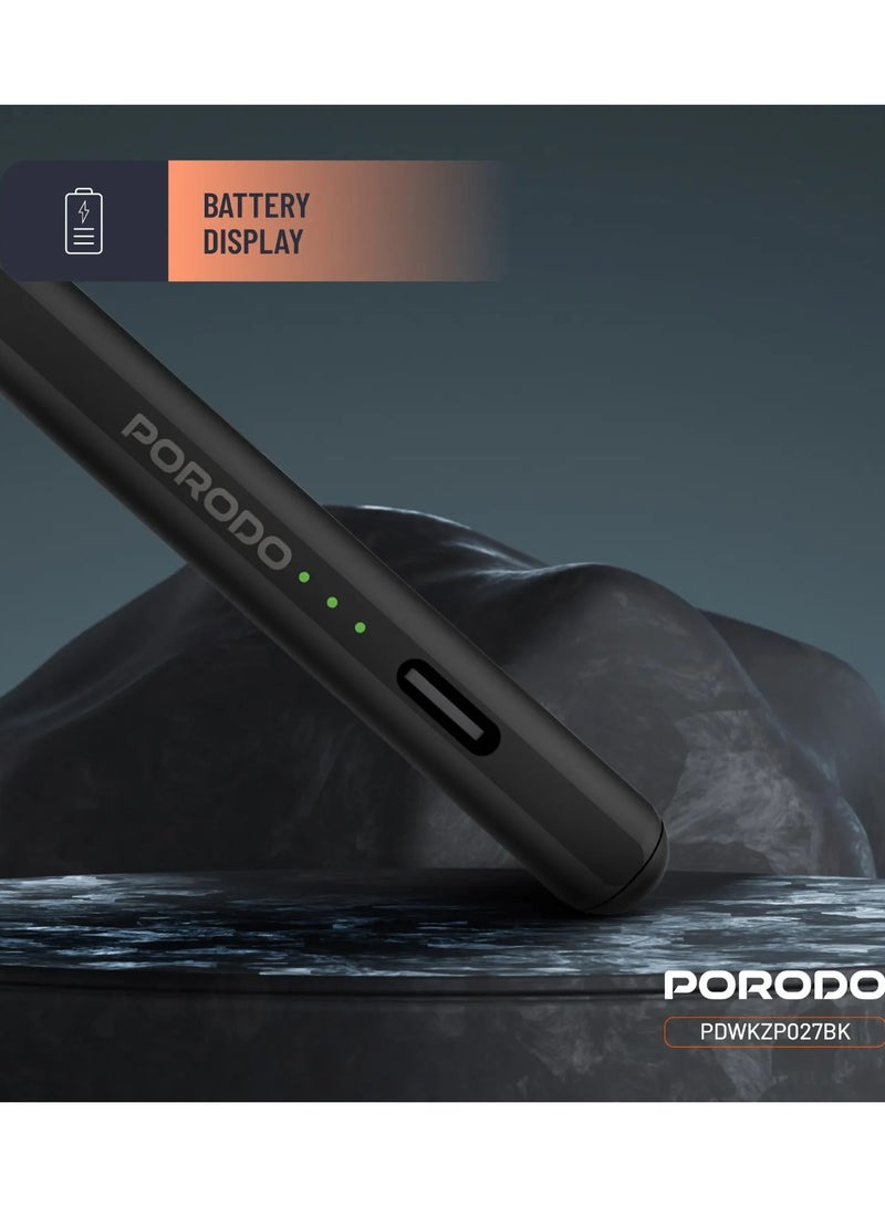 porodo Magnetic Pen for iPad Compatible with 2018-2024 Models / Smooth Moving / Tilt Sensitivity / Digital Pen / Smart Pen with 130mAh Battery - Black - Image 5