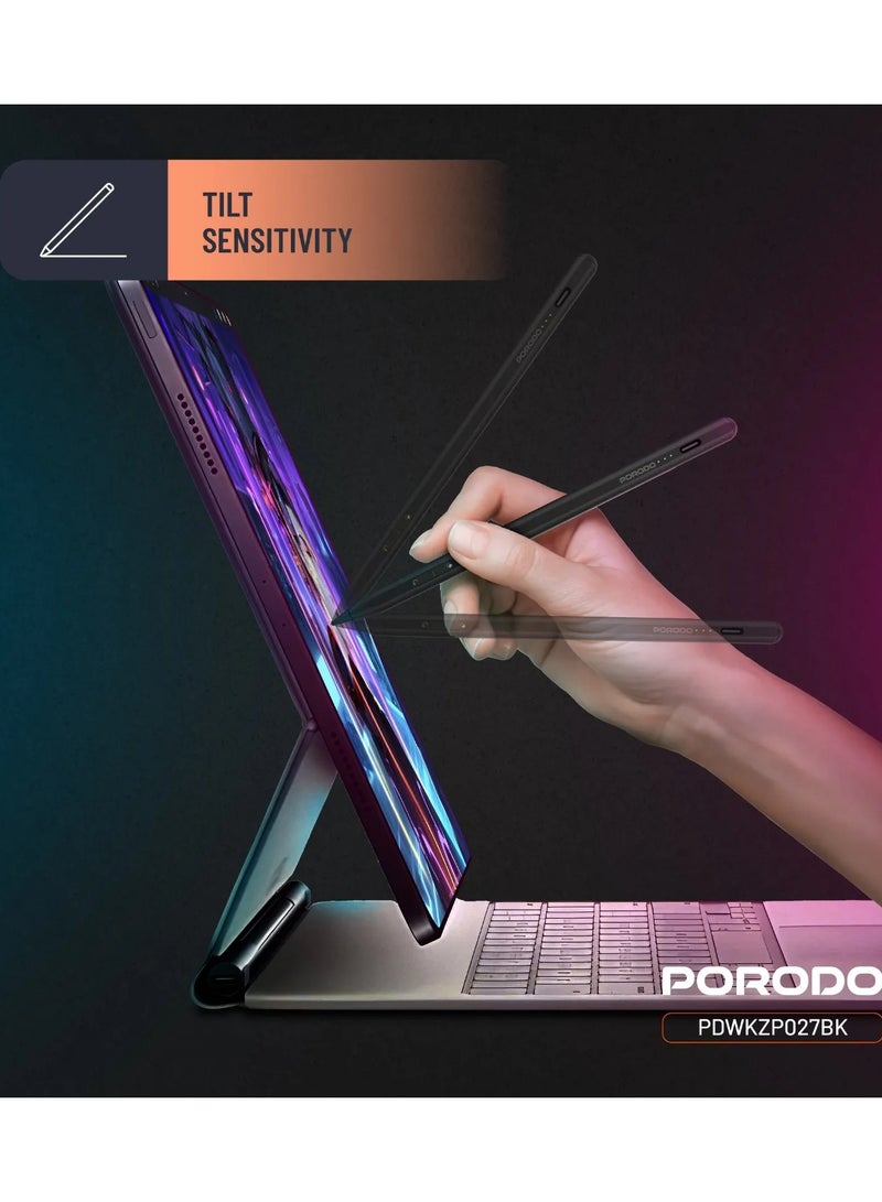 porodo Magnetic Pen for iPad Compatible with 2018-2024 Models / Smooth Moving / Tilt Sensitivity / Digital Pen / Smart Pen with 130mAh Battery - Black - Image 4