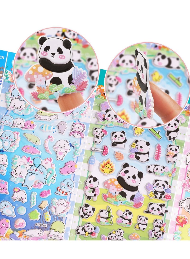 SOLARAE 3D Puffy Animal Stickers for Kids Toddlers 4-8, 4 Sheets Cute Reusable Foam Stickers for Preschool Girls Boys, Kawaii Bear Cat Panda Stickers Bulk for Party Supplies Potty Training Laptop Phone Case - Image 4