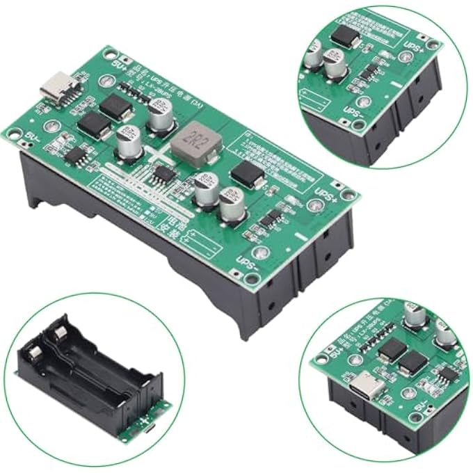 2 PCS 18650 LITHIUM BATTERY BOOST CHARGING BOARD UPS UNINTERRUPTIBLE MODULE HIGH POWER UPS 15W 3A 12V CHARGING AND DISCHARGING WITH DC FEMALE TWO-CORE CABLE - Image 2