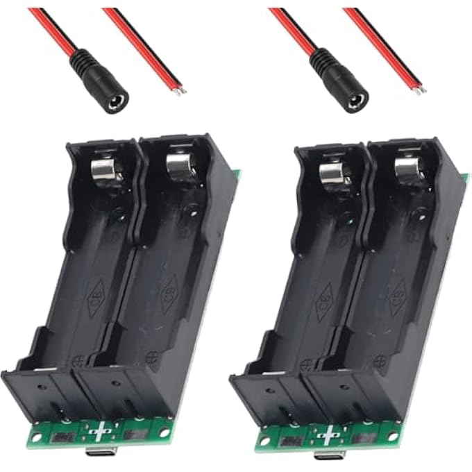 2 PCS 18650 LITHIUM BATTERY BOOST CHARGING BOARD UPS UNINTERRUPTIBLE MODULE HIGH POWER UPS 15W 3A 12V CHARGING AND DISCHARGING WITH DC FEMALE TWO-CORE CABLE - Image 1