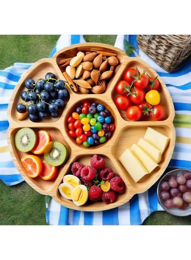 Wood 5 Section Snack And Fruit Storage Plate Multi Functional Home Office - Image 5