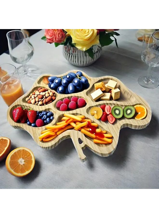 Wood 5 Section Snack And Fruit Storage Plate Multi Functional Home Office - Image 3