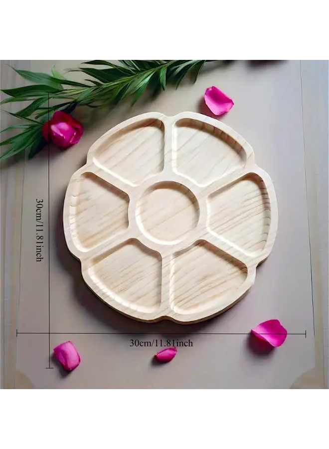Wood 5 Section Snack And Fruit Storage Plate Multi Functional Home Office - Image 4