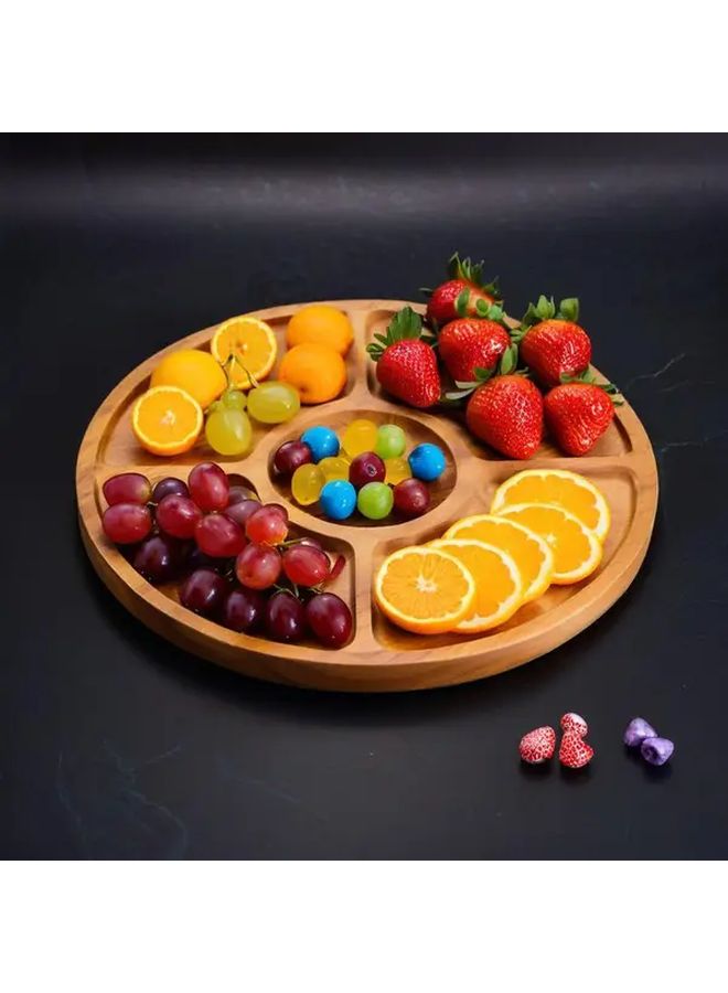 Wood 5 Section Snack And Fruit Storage Plate Multi Functional Home Office - Image 2