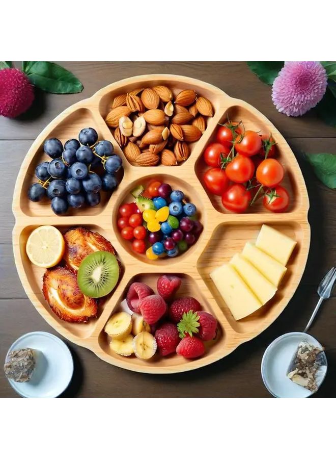 Wood 5 Section Snack And Fruit Storage Plate Multi Functional Home Office - Image 1