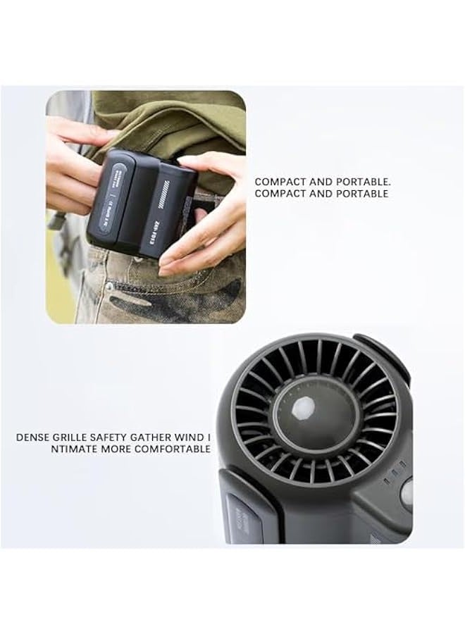 Mini Waist Fan Portable Cooling Fan,3 Speeds Strong Airflow Wearable Personal Clip Fan, Under Shirt Fan USB Rechargeable Belt Clip Fan for Outdoor Works, Farm, Hiking, Camping (black, 1pcs) - Image 2