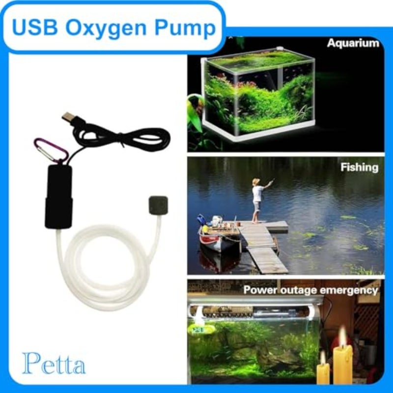 USB Mini Aquarium Air Pump with Sponge Filter and Air Stone, Quiet Portable Oxygen Pump for Shrimp, Nano Fish Tanks, Travel Use, Battery-Free USB Air Pump for Small Fish Tank Accessories PA152-1 - Image 2