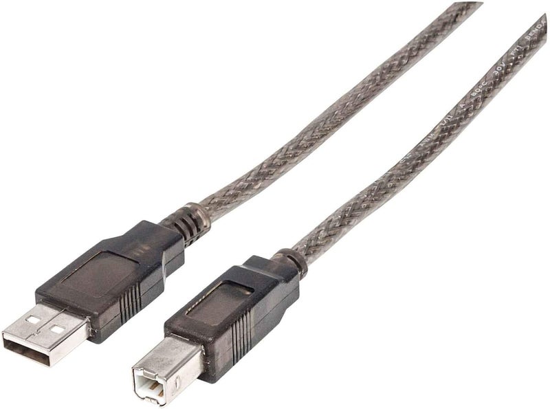 Manhattan USB-A to USB-B Cable, 15m, Male to Male, Active, Black, 480 Mbps (USB 2.0), Built-in Chipset With Amplification, Hi-Speed USB, Three Year Warranty, Polybag - Image 1