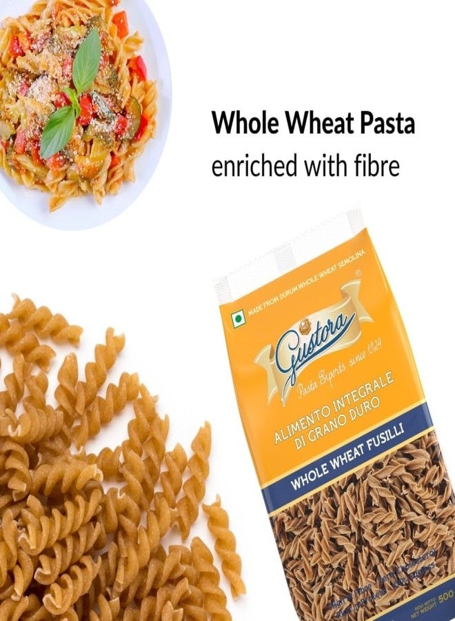 Gustora Combo Pack of Whole Wheat Fusilli Pasta 500g & Arrabbiata Sauce 400g I Pasta & Sauce Combo for Italian Cooking I Rich in Protein & Fibre I Vegetarian I Zero cholesterol I No Trans Fats - 900G - Image 4