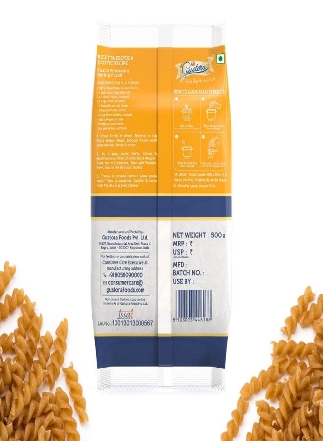 Gustora Combo Pack of Whole Wheat Fusilli Pasta 500g & Arrabbiata Sauce 400g I Pasta & Sauce Combo for Italian Cooking I Rich in Protein & Fibre I Vegetarian I Zero cholesterol I No Trans Fats - 900G - Image 3