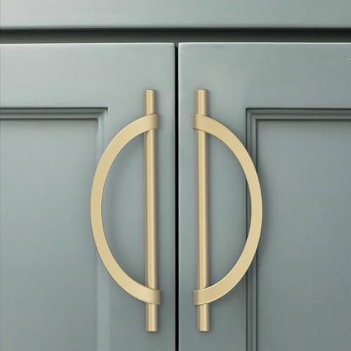 Amerdeco 10 Pack Brushed Gold Cabinet Pulls, 7.5 Inch(192MM) Hole Centers, Kitchen Cabinet Handles, Hardware, Drawer Pulls - Image 1