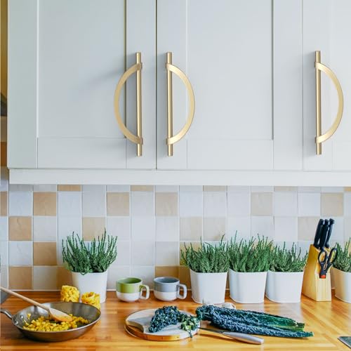 Amerdeco 10 Pack Brushed Gold Cabinet Pulls, 7.5 Inch(192MM) Hole Centers, Kitchen Cabinet Handles, Hardware, Drawer Pulls - Image 3