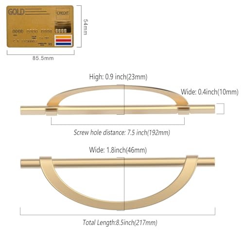Amerdeco 10 Pack Brushed Gold Cabinet Pulls, 7.5 Inch(192MM) Hole Centers, Kitchen Cabinet Handles, Hardware, Drawer Pulls - Image 5