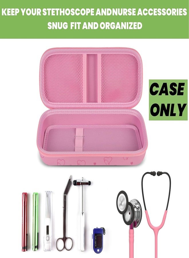 ألكوو حافظة سماعة طبية متوافقة مع سماعات 3M Littmann Classic III Monitoring/Lightweight II SE/Cardiology IV Diagnostic/MDF Acoustica، جيب إضافي لملحقات الطبيب والممرضة، لون وردي، 10.45 بوصة - Image 2