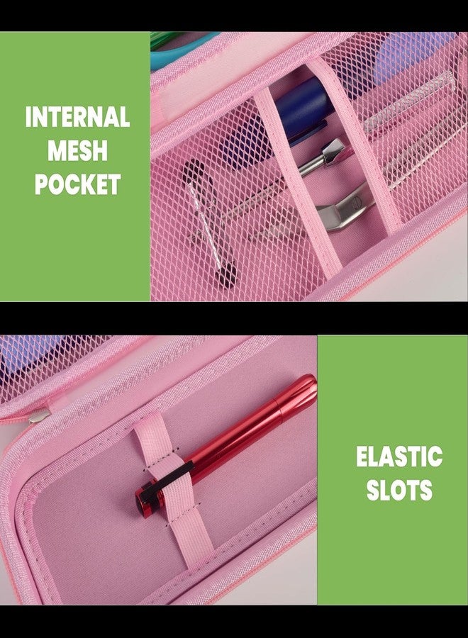 ألكوو حافظة سماعة طبية متوافقة مع سماعات 3M Littmann Classic III Monitoring/Lightweight II SE/Cardiology IV Diagnostic/MDF Acoustica، جيب إضافي لملحقات الطبيب والممرضة، لون وردي، 10.45 بوصة - Image 3