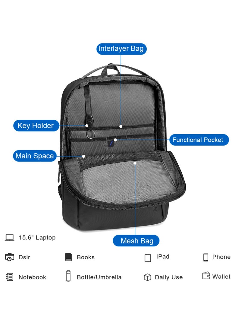 ARCTIC HUNTER Unisex Slim Laptop Backpack 9 L Durable Premium Water-resistant Shoulder Daypack for Office Business Travel College School, B00574, Black - Image 3