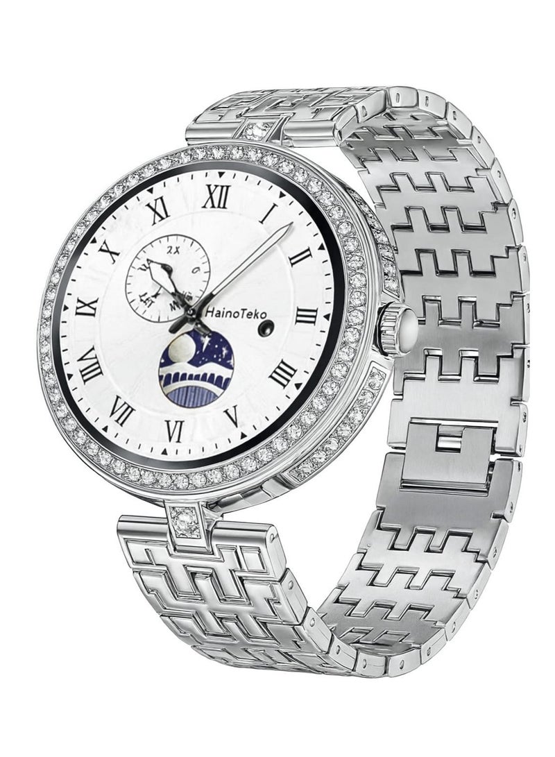 Haino Teko Original Haino Teko RW-51 Silver Watch Luxurious design with a dazzling diamond sparkle Clear AMOLED display and refined details Perfect for gifting - Image 1