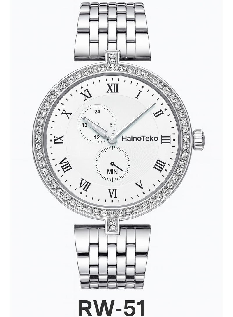 Haino Teko Original Haino Teko RW-51 Silver Watch Luxurious design with a dazzling diamond sparkle Clear AMOLED display and refined details Perfect for gifting - Image 2