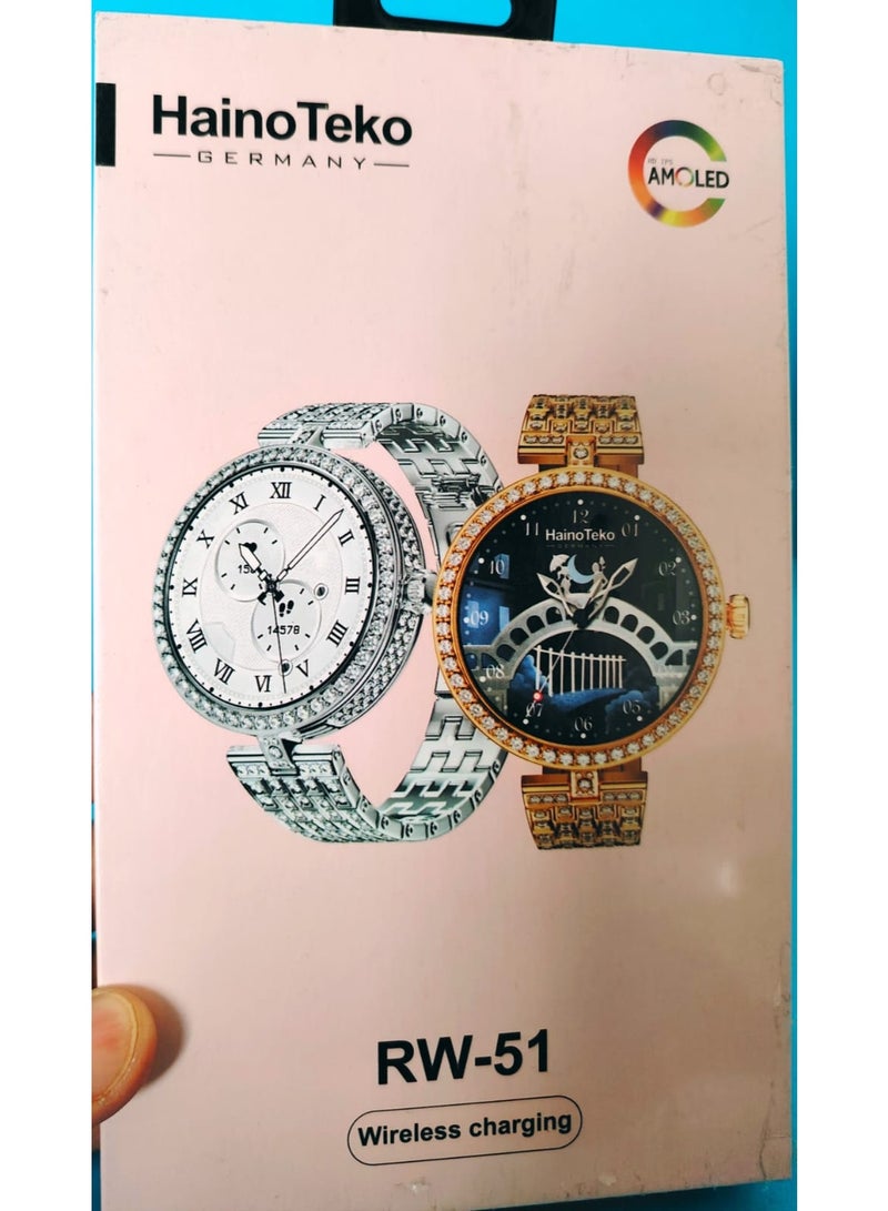 Haino Teko Original Haino Teko RW-51 Silver Watch Luxurious design with a dazzling diamond sparkle Clear AMOLED display and refined details Perfect for gifting - Image 3