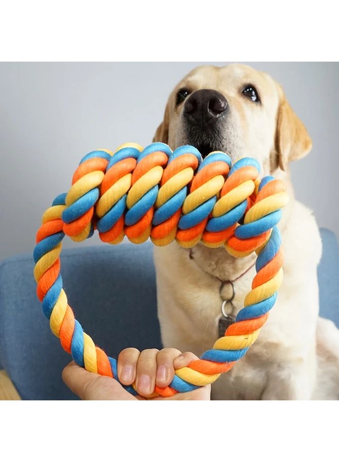 لعبة كلب عقدة للمضغ العدواني حبل مضغ قوي تنظيف الأسنان لون عشوائي 1 قطعة - Image 2