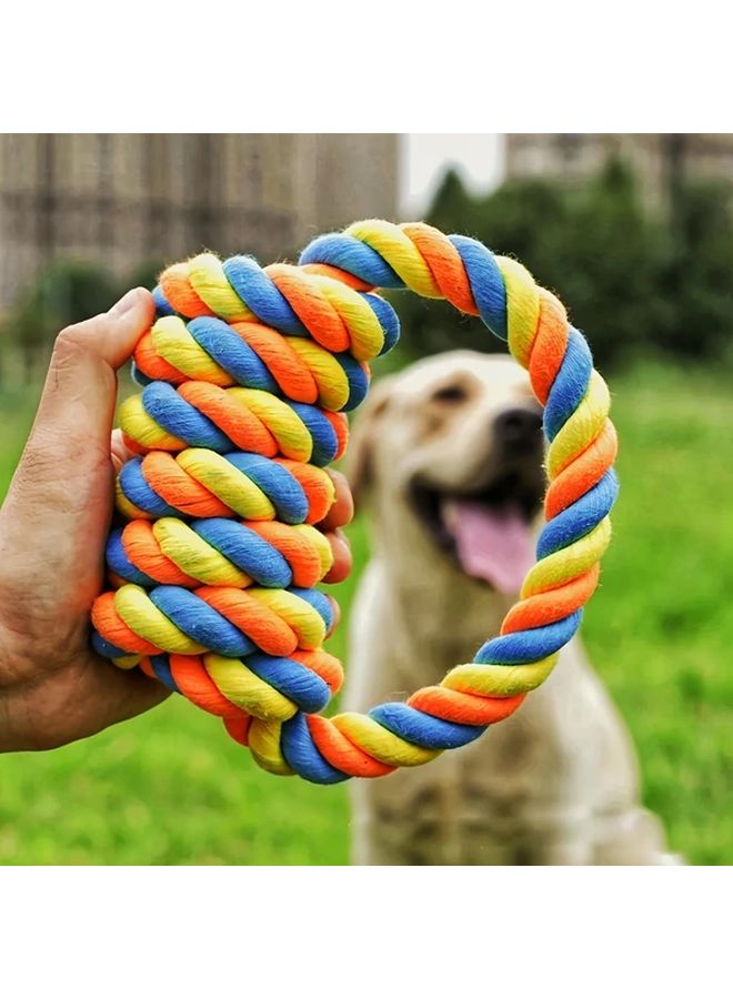 لعبة كلب عقدة للمضغ العدواني حبل مضغ قوي تنظيف الأسنان لون عشوائي 1 قطعة - Image 4