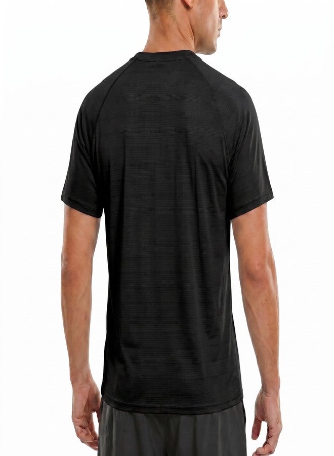 Riverruns Fishing Shirt for Men Short Sleeve UPF 50+ Sun Protection Swim T-Shirt Rash Guard Water Beach Tee (Black,XL) - Image 2