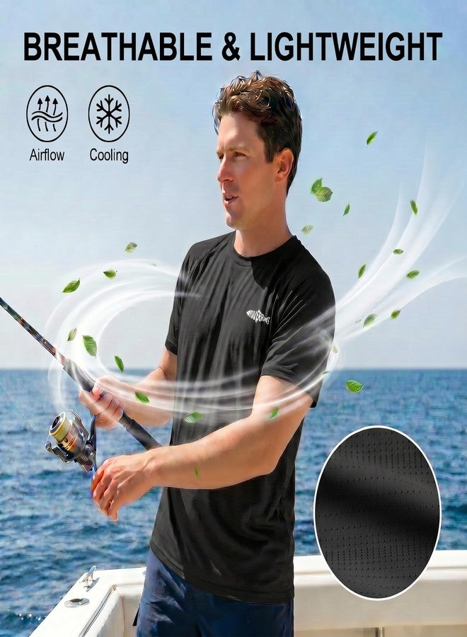 Riverruns Fishing Shirt for Men Short Sleeve UPF 50+ Sun Protection Swim T-Shirt Rash Guard Water Beach Tee (Black,XL) - Image 4