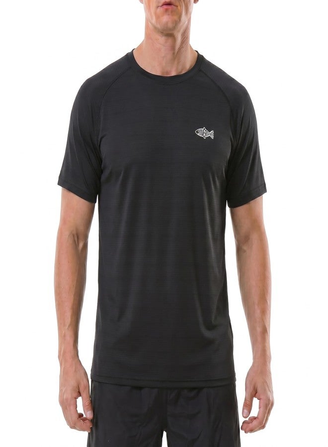 Riverruns Fishing Shirt for Men Short Sleeve UPF 50+ Sun Protection Swim T-Shirt Rash Guard Water Beach Tee (Black,XL) - Image 1