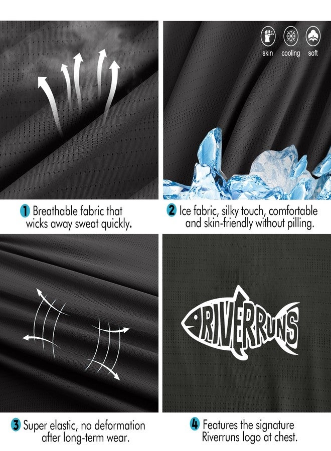 Riverruns Fishing Shirt for Men Short Sleeve UPF 50+ Sun Protection Swim T-Shirt Rash Guard Water Beach Tee (Black,XL) - Image 5