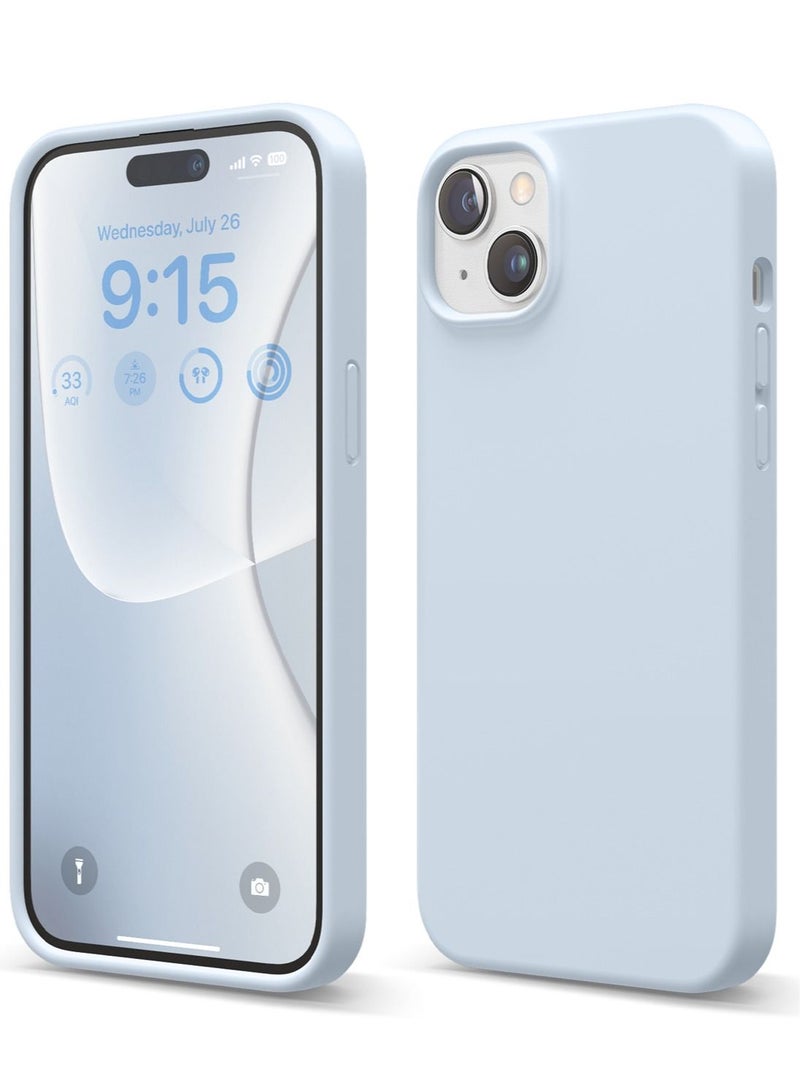 Elago Liquid Silicone for iPhone 15 Case Cover with Full Body Protection, Shockproof, Slim, Anti-Scratch Soft Microfiber Lining - Light Blue