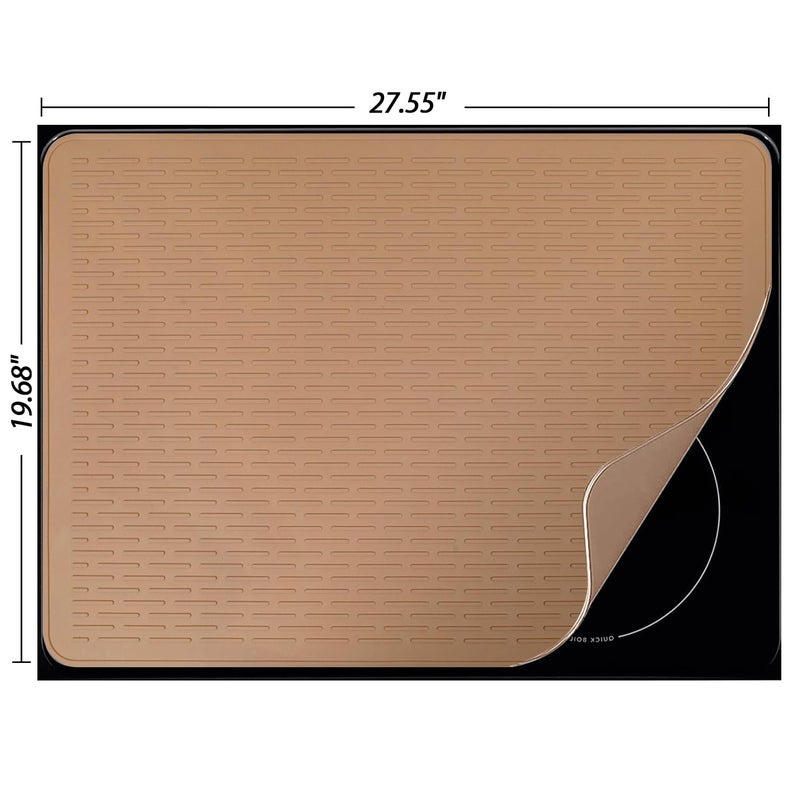 YUHFERA Stove Top Cover for Electric Stove - Silicone Stove Mat for Glass Top, Glass Cooktop Protector, XL Dish Drying Mats For Kitchen,Oven Covers for Electric Stove (Caramel,28 x 20) - Image 5
