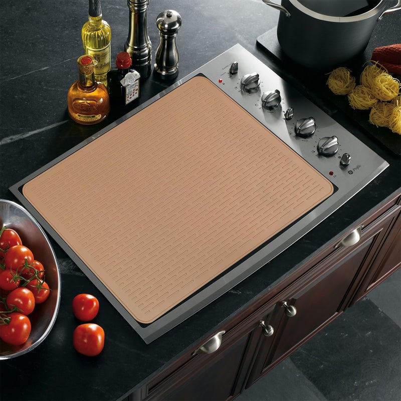YUHFERA Stove Top Cover for Electric Stove - Silicone Stove Mat for Glass Top, Glass Cooktop Protector, XL Dish Drying Mats For Kitchen,Oven Covers for Electric Stove (Caramel,28 x 20) - Image 4