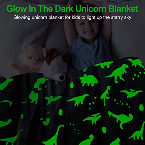TEHALK Dinosaur Blanket for Boys Girls Glow in The Dark Blankets for Boys Soft Fleece Blankets for Kids Personalized Baby Blanket for Boys Cute Toddler Blankets for Boys Unique Dinosaur Gifts 40"x60" - Image 2