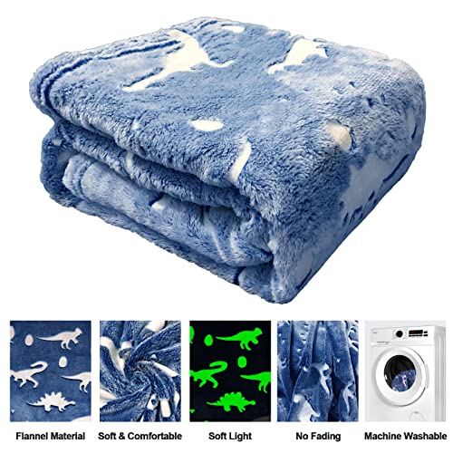 TEHALK Dinosaur Blanket for Boys Girls Glow in The Dark Blankets for Boys Soft Fleece Blankets for Kids Personalized Baby Blanket for Boys Cute Toddler Blankets for Boys Unique Dinosaur Gifts 40"x60" - Image 5