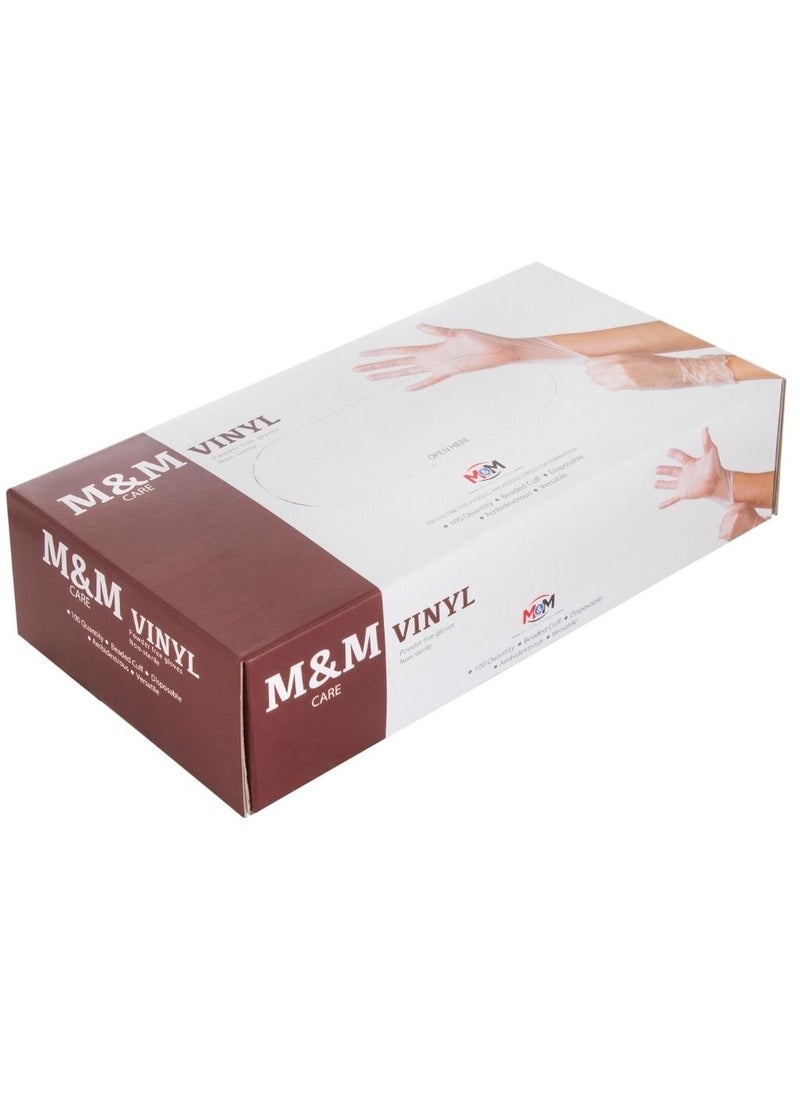 M&M CARE Disposable Vinyl Gloves, Safe, Flexible And Powder Free For Medical And Kitchen Use. Contains 100 Gloves.  - Image 5