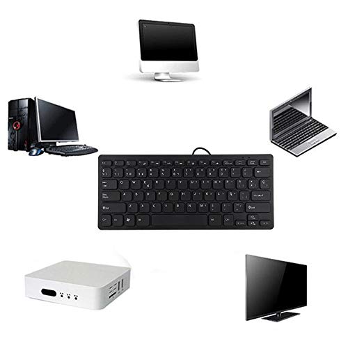 Wendry Mini Keyboard Wired Ultra-Thin 78 Keys USB Keyboards,Portable Spanish Keyboard USB for Desktop Computer,Suitable for Both Office and Games,Black - Image 4