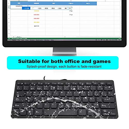 Wendry Mini Keyboard Wired Ultra-Thin 78 Keys USB Keyboards,Portable Spanish Keyboard USB for Desktop Computer,Suitable for Both Office and Games,Black - Image 2