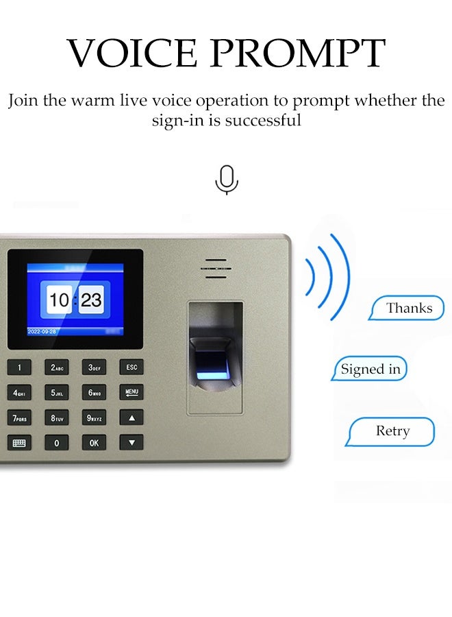 DUNISO Time Clock,Attendance Machine ​with Fingerprint,Time Clocks for Employees Small Business,Password Punching in One,2.4 inch TFT Color Screen - Image 4