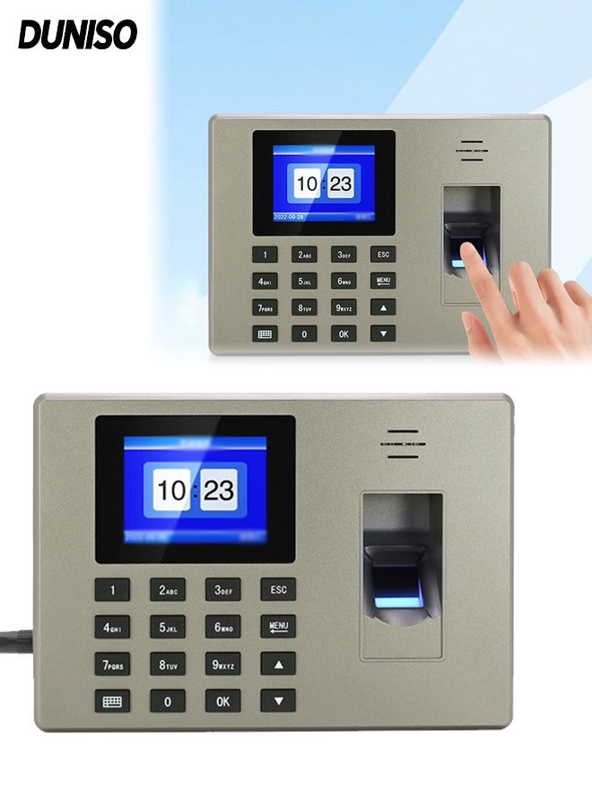 DUNISO Time Clock,Attendance Machine ​with Fingerprint,Time Clocks for Employees Small Business,Password Punching in One,2.4 inch TFT Color Screen - Image 1