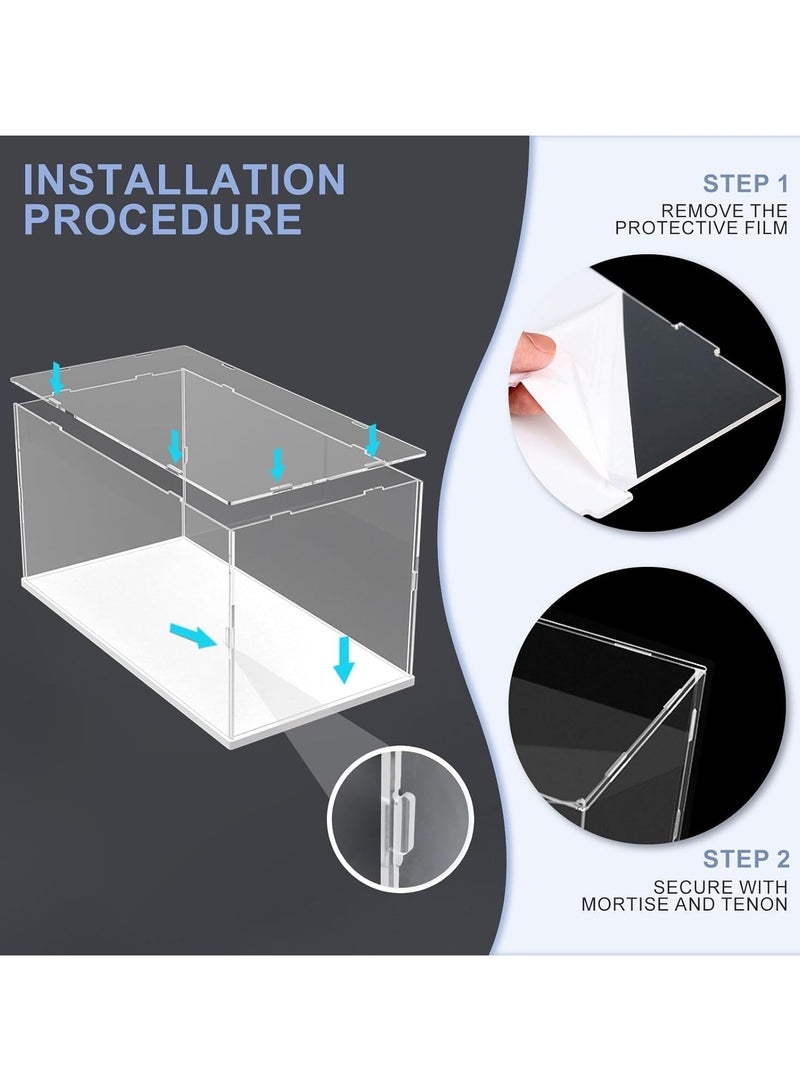 TPGP Acrylic Display Case with White Base, Display Boxes for Collectibles Dustproof Protection Showcase (60x30x20 cm / 23.6x11.8x7.9 inch, White) - Image 3