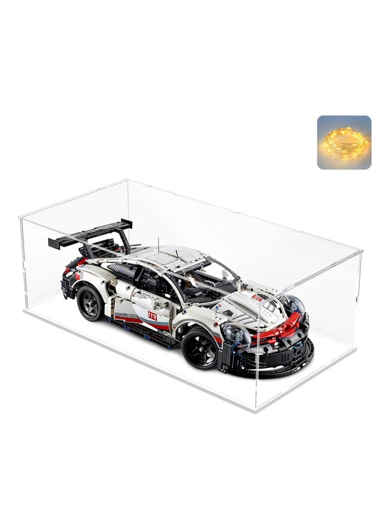 TPGP Acrylic Display Case with White Base, Display Boxes for Collectibles Dustproof Protection Showcase (60x30x20 cm / 23.6x11.8x7.9 inch, White) - Image 1