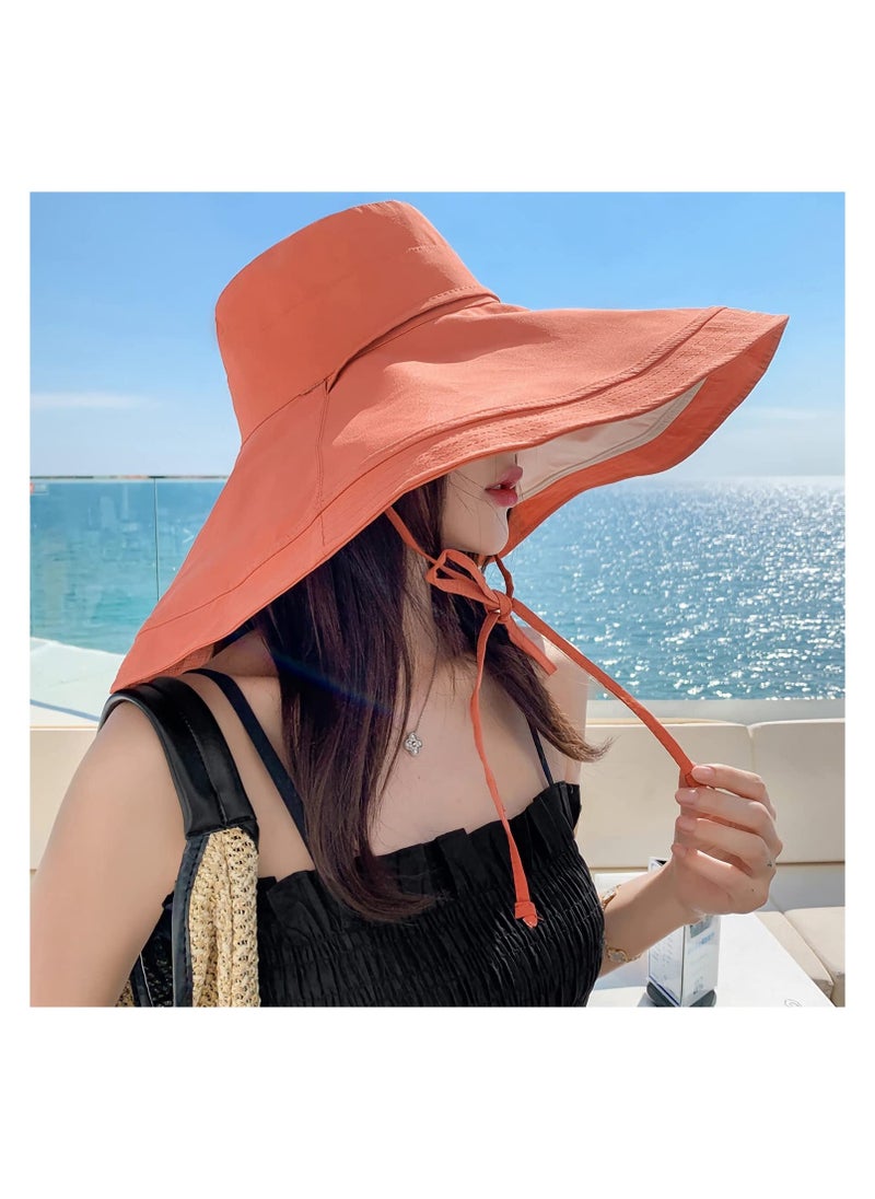 Women's Packable Reversible Bucket Hat Super Wide Brim Women Sun Hat Cotton Floppy Wired Edge Hats UV Sun Protection Wide Brim Summer Beach Travel Garden Cap  - Image 3