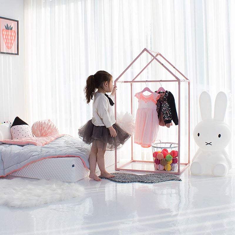 Petite Maison PETITE MAISON Kids Closet  Dress up Clothing Garmet Rack Hanging Costume Organizer with Cute House Frame Handmade Premium Quality 25 x 17 x 47 Aluminium SuperLight Medium Pink 