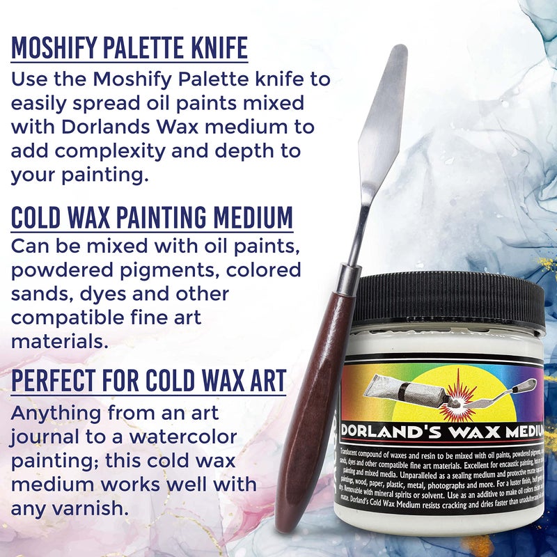 Moshify Jacquard Dorlands Wax 4fl oz - Cold Wax Medium Made in USA - Oil Painting - Watercolor Sealer - Bundled with Moshify Palette Knife - Image 4