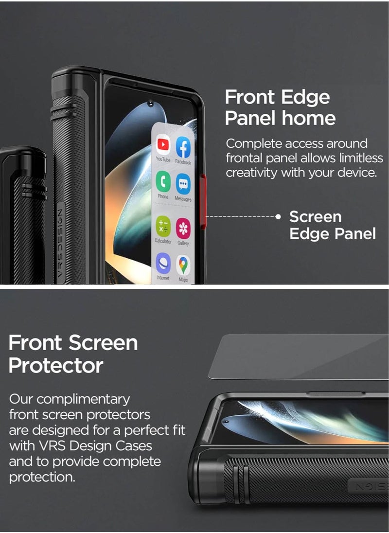 VRS Design Quick Stand Active S (S-Pen Compartment In Hinge Protection) Case Cover For Samsung Galaxy Z Fold 4 (2022) With Kickstand & Screen Protector- Matte Black (S-Pen NOT included)  - Image 5