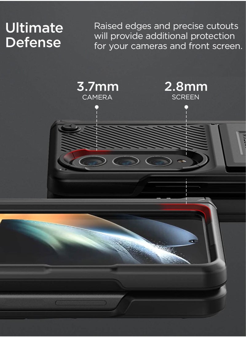 VRS Design Quick Stand Active S (S-Pen Compartment In Hinge Protection) Case Cover For Samsung Galaxy Z Fold 4 (2022) With Kickstand & Screen Protector- Matte Black (S-Pen NOT included)  - Image 4