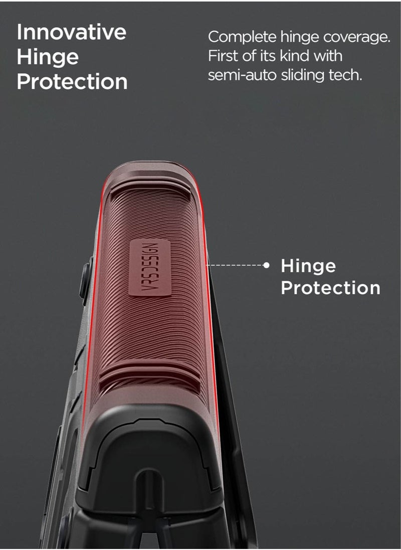 VRS Design Quick Stand Active S (S-Pen Compartment In Hinge Protection) Case Cover For Samsung Galaxy Z Fold 4 (2022) With Kickstand & Screen Protector- Matte Black (S-Pen NOT included)  - Image 2