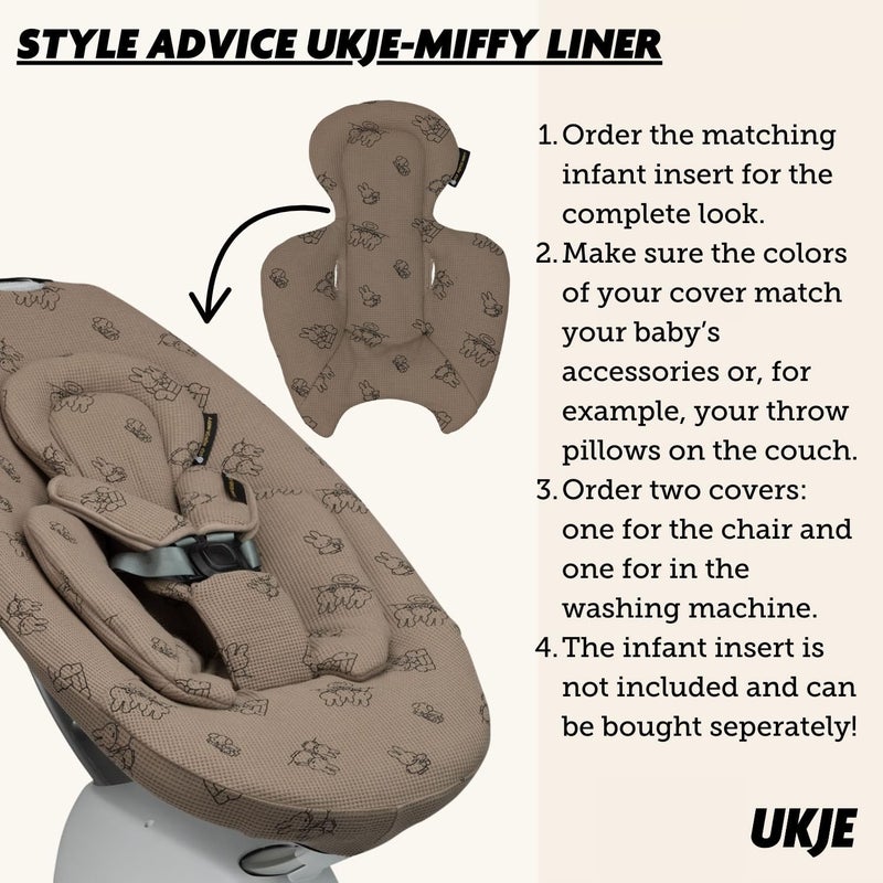 Ukje Protective Cover Compatible with 4moms RockaRoo or MamaRoo 5 MultiMotion Baby Swing Baby Swing Liners Baby Rocker Cover Easy to Install Easy to Wash Handmade in Europe  Miffy - Image 3